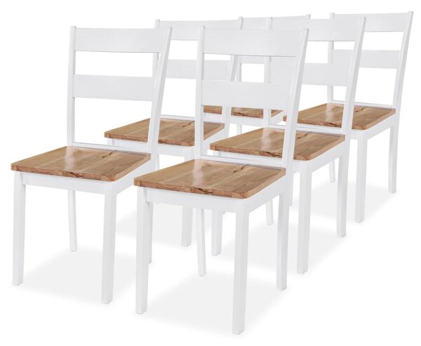 Jedálenské stoličky 6 ks, biele, kaučukový masív