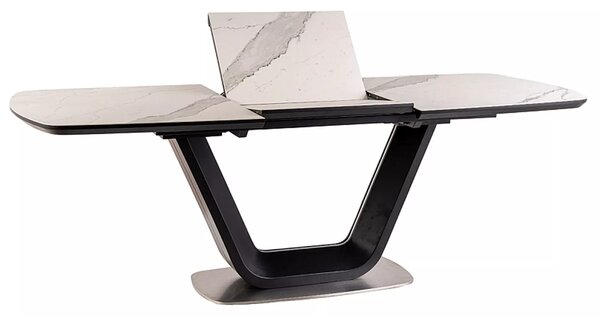 Signal ARMANI CERAMIC jedálenský stôl BIELY MRAMOROVÝ EFEKT / MAT ČIERNA 160(220)X90