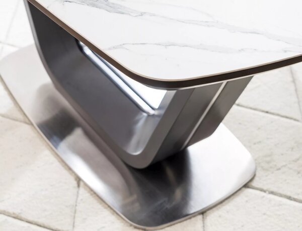 Signal ARMANI CERAMIC jedálenský stôl BIELY MRAMOROVÝ EFEKT / MAT ČIERNA 160(220)X90