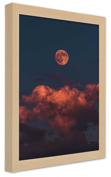 Gario Plagát Ružové mraky a mesiac Farba rámu: Prírodná, Veľkosť: 20 x 30 cm