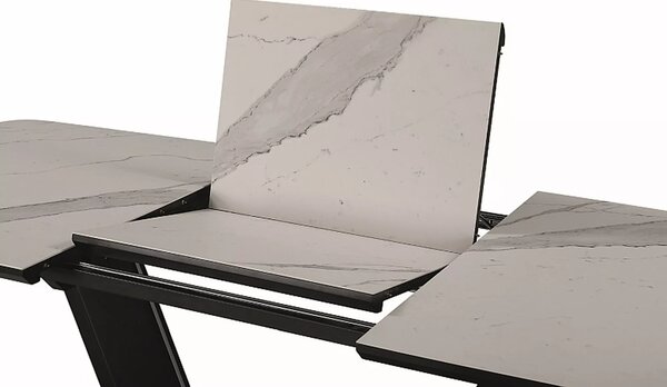 Signal ARMANI CERAMIC jedálenský stôl BIELY MRAMOROVÝ EFEKT / MAT ČIERNA 160(220)X90