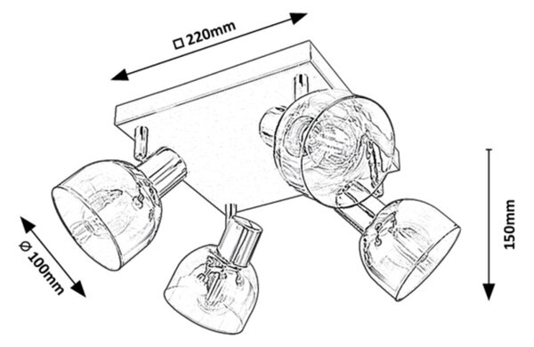 Rabalux 3250 prisadené stropné svietidlo Tarien 4x40W | E14 - chróm, dymová