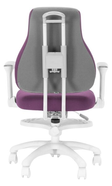 Detská rastúca stolička Neoseat KINDER WHITE — látka, šedá / fialová