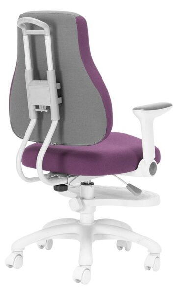 Detská rastúca stolička Neoseat KINDER WHITE — látka, šedá / fialová