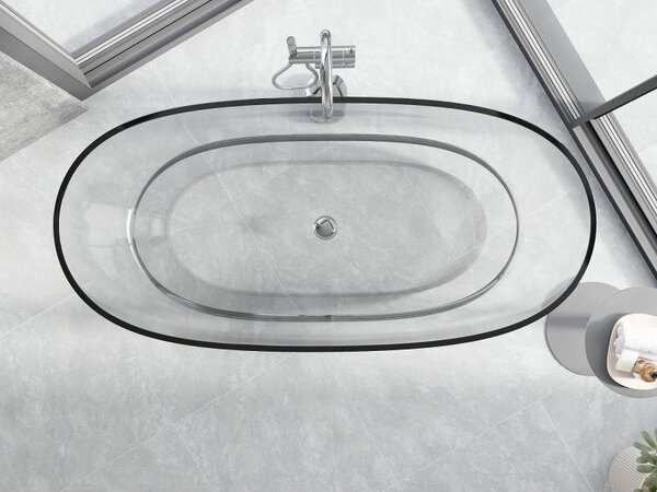 Mexen Pure číra samostatne stojaca transparentná vaňa 170 x 80 cm, chrómová zátka - 58071708008