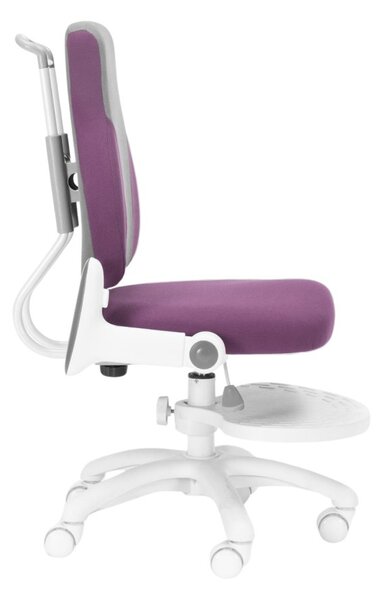 Detská rastúca stolička Neoseat KINDER WHITE — látka, šedá / fialová