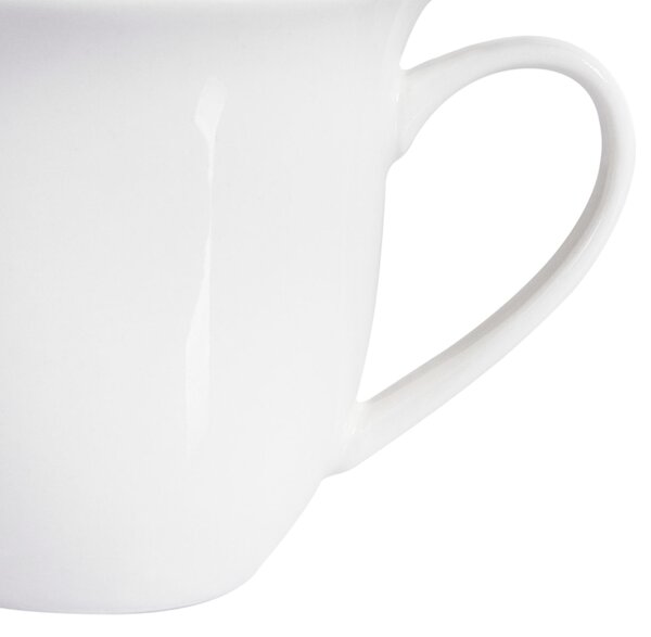 Sada 4 šálok s podšálkami biela porcelán kaolín lesklá povrchová úprava pre 4 osoby šálky na čaj klasický dizajn kuchyňa jedáleň