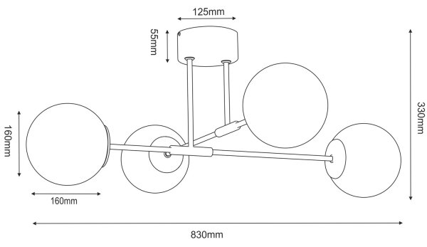 Prisadené stropné svietidlo GLAME 4xE27/15W/230V