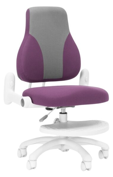 Detská rastúca stolička Neoseat KINDER WHITE — látka, šedá / fialová