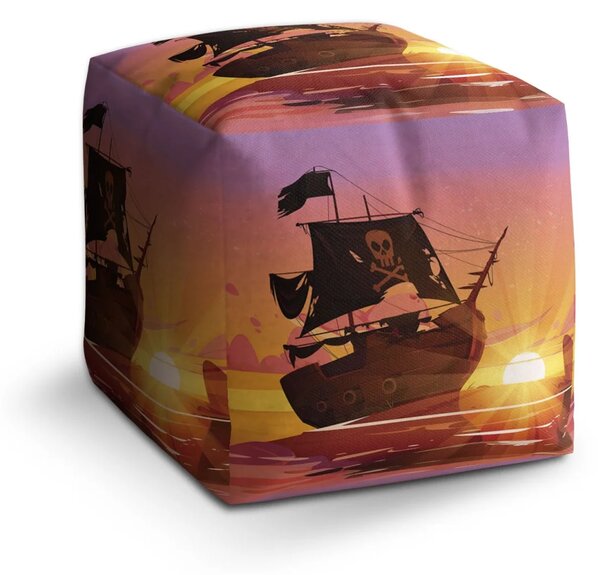 Sablio Taburet Cube Pirátska loď pri západe slnka - 40x40x40 cm