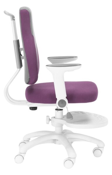 Detská rastúca stolička Neoseat KINDER WHITE — látka, šedá / fialová