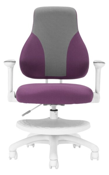 Detská rastúca stolička Neoseat KINDER WHITE — látka, šedá / fialová