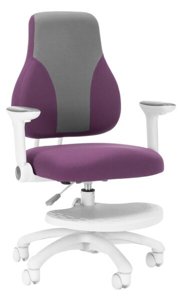 Detská rastúca stolička Neoseat KINDER WHITE — látka, šedá / fialová