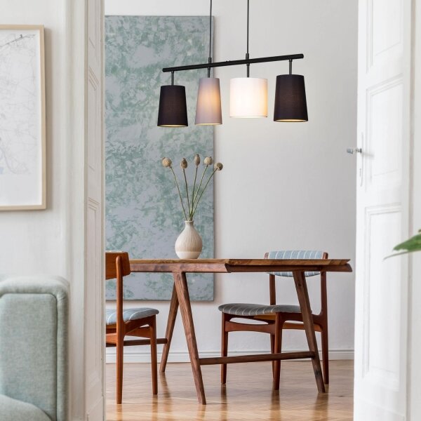 Brilo - Luster na lankách 4xE27/40W/230V čierna/šedá/biela
