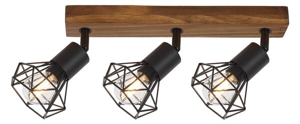 Rabalux 3139 prisadené stropné bodové svietidlo Zeus 3x40W | E14 - drevo, čierna