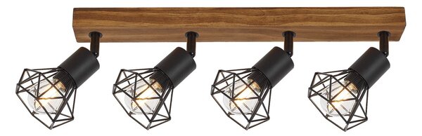 Rabalux 3140 prisadené stropné bodové svietidlo Zeus 4x40W | E14 - drevo, čierna