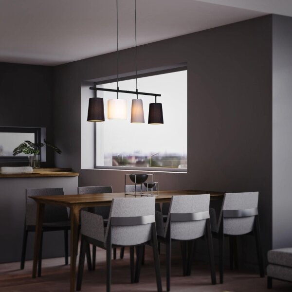 Brilo - Luster na lankách 4xE27/40W/230V čierna/šedá/biela