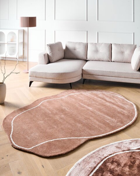 Koberec hnedý viskóza a vlna geometrický vzor 160 x 230 cm moderný glamour štýl
