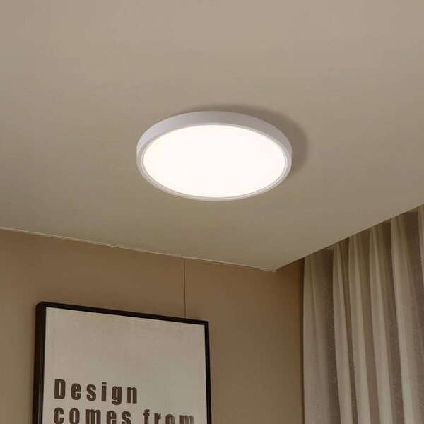 Lindby Smart stropné LED svetlo Deika, Ø 40 cm, biela, Tuya, Biela / opálová, Obývacia izba / jedáleň, Plast, Moderný, Závesné svietidlo