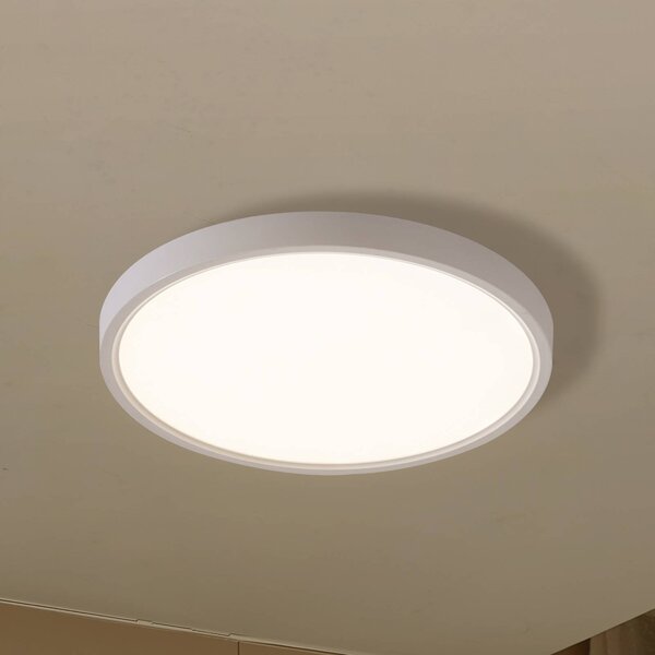 Lindby Smart stropné LED svetlo Deika, Ø 40 cm, biela, Tuya, Biela / opálová, Obývacia izba / jedáleň, Plast, Moderný, Závesné svietidlo