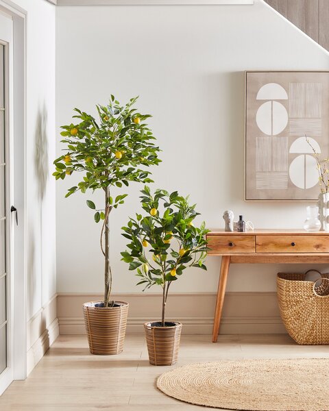 Umelá rastlina v kvetináči citrónovník citrus zelená a čierna syntetický materiál 105 cm dekorácie doplnky interiér