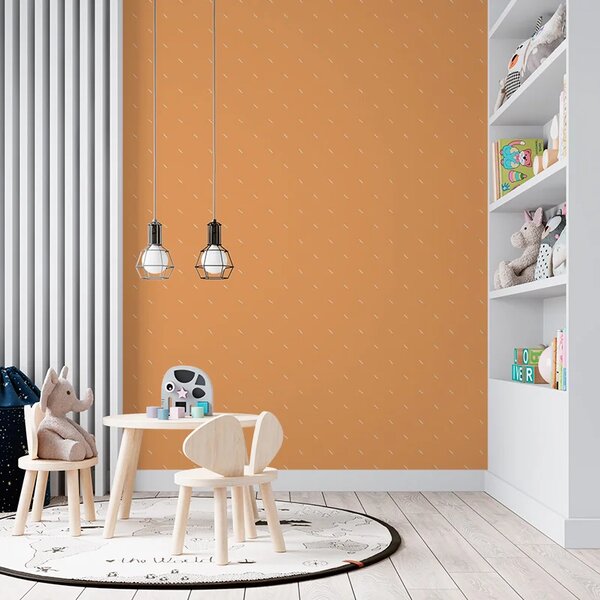 Sablio Tapeta Biele čiarky na oranžovej - 125x75 cm