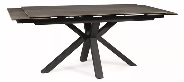Signal Jedálenský stôl COLUMBUS CERAMIC HNEDÝ DREVENÝ EFEKT/ČIERNA 160(240)X90