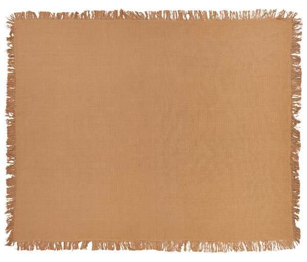 Bavlnená prikrývka hnedá 150 x 200 cm deka na posteľ so strapcami klasický dizajn spálňa