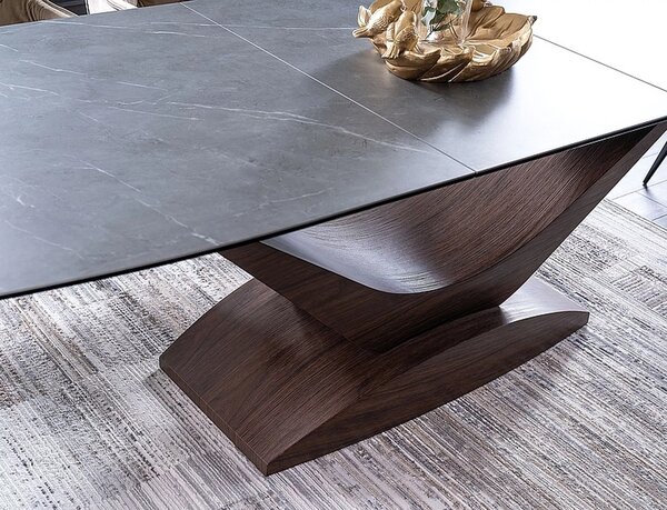 Signal DOLCE CERAMIC jedálenský stôl SIVÝ MRAMOR/ORECH 180(240)X95