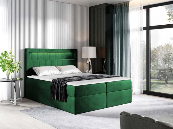Americká jednolôžková posteľ 120x200 RODRIGO - zelená + topper a LED osvetlenie ZDARMA