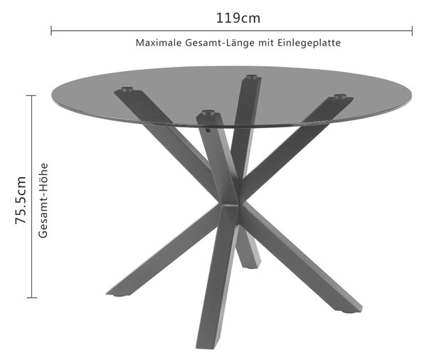 JEDÁLENSKÝ STÔL, sivá, čierna, 119/75,5 cm P & B - Stoly, Online Only