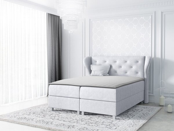 Hotelová manželská posteľ 200x200 TANIS - šedá + topper ZDARMA