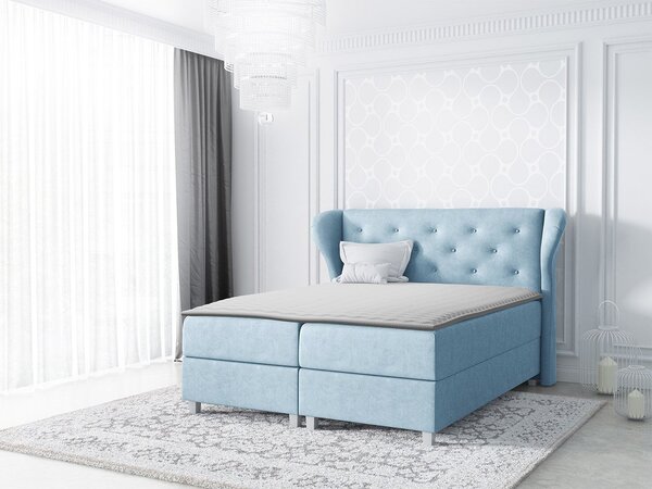 Hotelová manželská posteľ 200x200 TANIS - modrá + topper ZDARMA