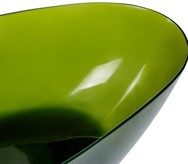 Voľne stojaca vaňa priehľadná zelená z materiálu solid surface 169 x 78 cm oválne pre jednu osobu moderný dizajn