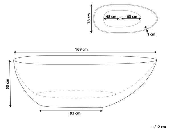 Voľne stojaca vaňa priehľadná červená z materiálu solid surface 169 x 78 cm oválne pre jednu osobu moderný dizajn
