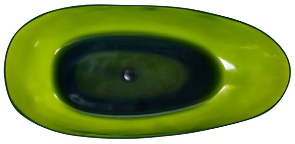 Voľne stojaca vaňa priehľadná zelená z materiálu solid surface 169 x 78 cm oválne pre jednu osobu moderný dizajn