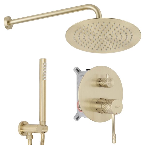 Podomietková sprchová súprava Rea Lungo Diamond Brush Gold + BOX