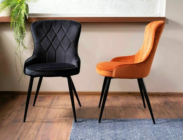 Signal LOTUS VELVET jedálenská stolička, ČIERNY RÁM/ČIERNY BLUVEL 19