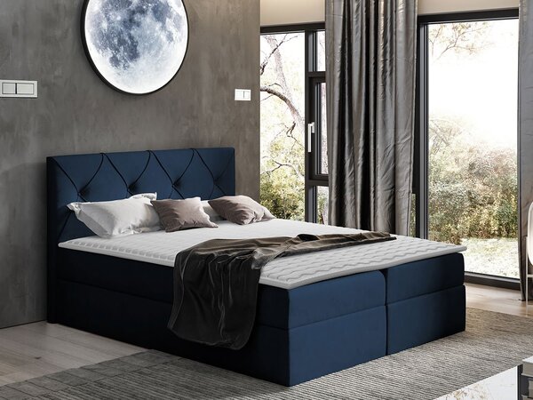 Americká manželská posteľ 200x200 LITZY 1 - modrá + topper ZDARMA