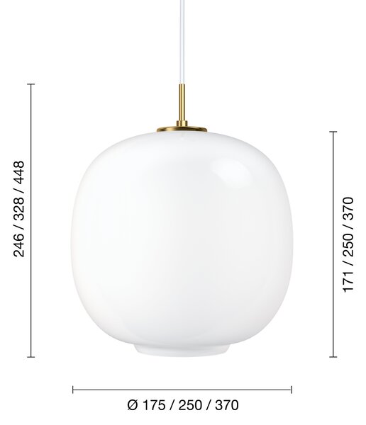 Závesná lampa VL 45 Radiohus, 175, Brass / White Opal – Louis Poulsen