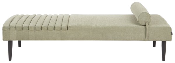 Leňoška zelená látková čalúnená čierne kovové nohy moderný minimalistický dizajn