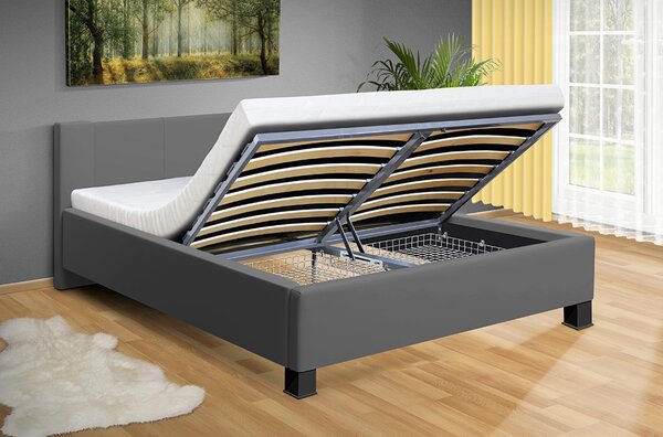 Moderná posteľ Fanny 160x200 cm matrac: matrace Orthopedy Maxi 19 cm, farba čalúnenie: eko koža šedá, úložný priestor: s úložným priestorom