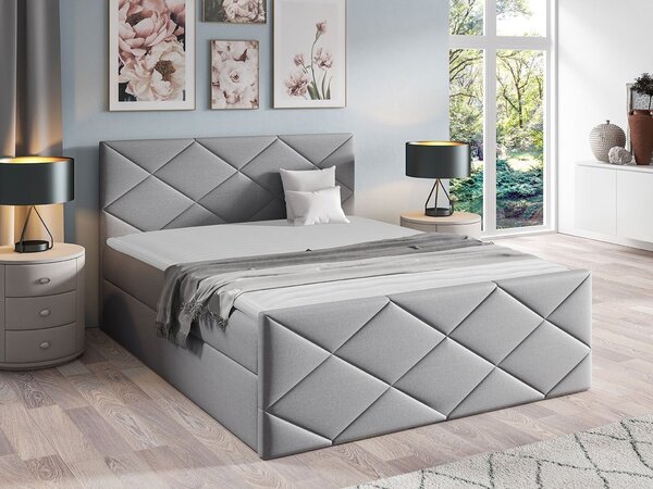 Kontinentálna jednolôžková posteľ 120x200 MATIA - svetlá šedá 1 + topper ZDARMA