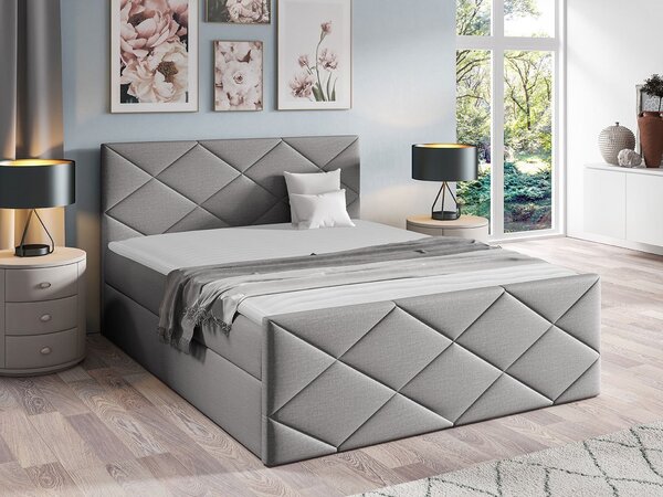Kontinentálna jednolôžková posteľ 120x200 MATIA - svetlá šedá 2 + topper ZDARMA