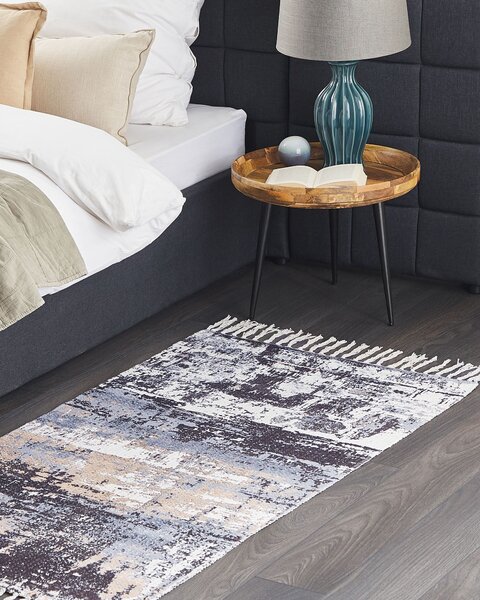 Koberec viacfarebný polyester a bavlna 80 x 150 cm ručne tkaný abstraktný vzor