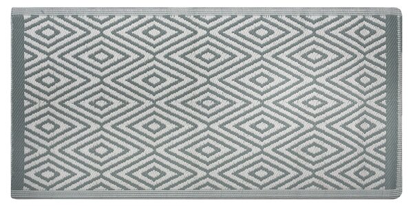 Vonkajší koberec svetlozelený syntetický materiál 90 x 150 cm geometrický diamantový vzor obdĺžnikový tvar moderný štýl terasa záhrada