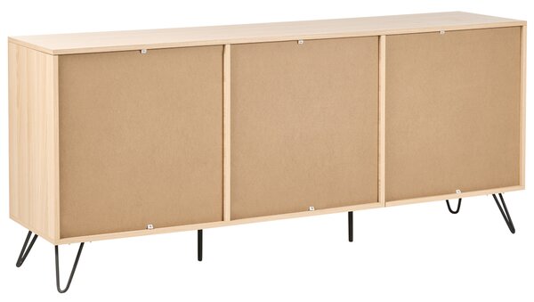 Komoda s 2 dvierkami svetlohnedá drevotriesková doska s 3 zásuvkami minimalistický dizajn spálňa