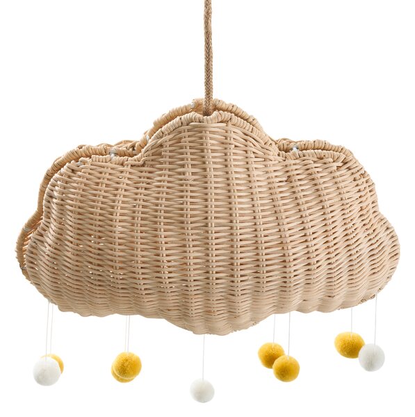 Závesná lampa prírodná ratanová ručne pletené tienidlo v tvare obláčika boho štýl