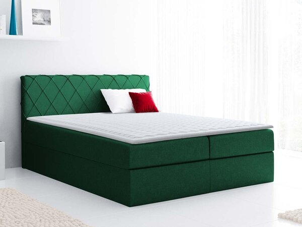 Boxspringová manželská posteľ 160x200 PABLA - zelená + topper ZDARMA