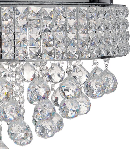 Luster strieborný železný chrómovaný povrch závesná lampa s kryštálikmi glamour štýl obývacia izba jedáleň